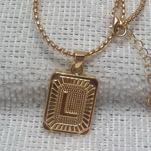 Gold plated Stainless Steel Initial L Letter Pendant Necklace